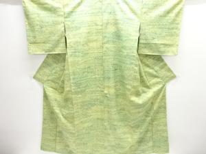 未使用品　型染め　薔薇に抽象模様手織り紬着物
